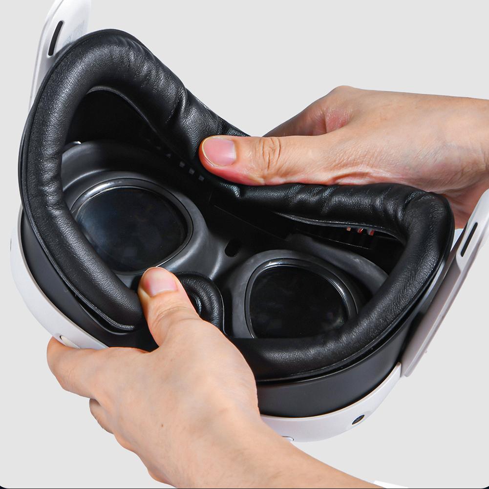 VR Cooling Fan Air Circulation Breathable Cooling Fan Face Cover 3 Speeds with PU Face Cushion Pad for Meta Quest 3 VR Headset