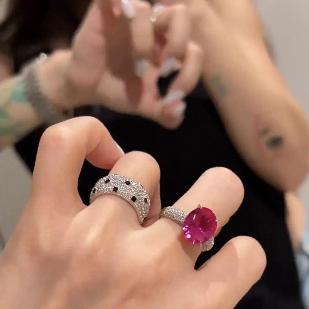 New Vintage 100% Pure 925 Sterling Silver 5a Zirconia Black And White Spots Leopard Print Ring For Women Luxury Wedding Jewelry