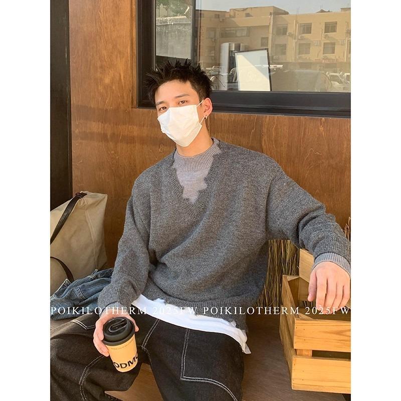 

Retro Long Sleeve Two-Piece Knit Sweater - Trendy & Elegant Medium сірий колір