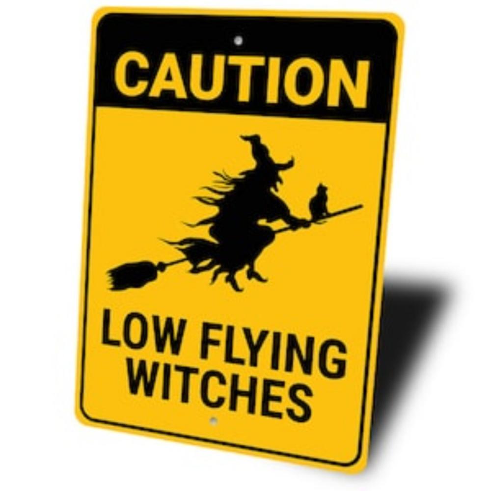 Low flying witch, flying witch, flying broom, witch lover, witch, halloween gift, spooky decoration, metal sign