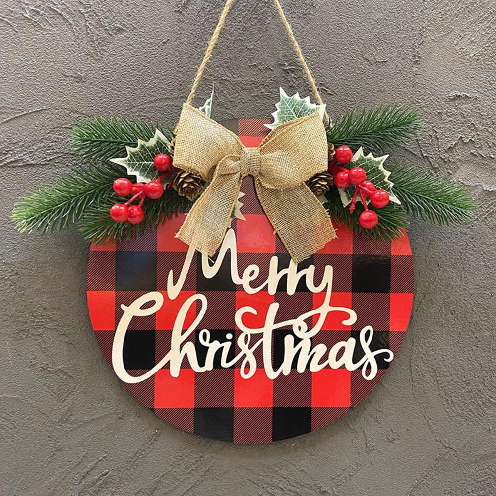 Wall Rustic Hanging Indoor Outdoor Burlap Merry Christmas Garland Artificial Wreath Door Sign