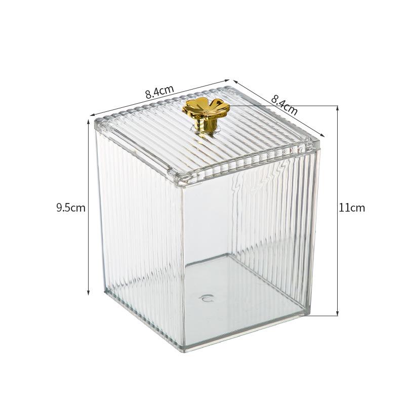 Acrylic Cotton Swab & Makeup Pad Storage Box - Dustproof, Transparent Organizer for Vanity & Cosmetics
