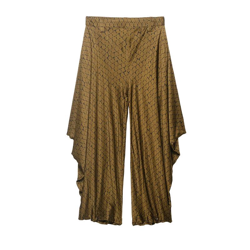 

2026 Spring Women s Irregular Print Pleated Wide-Leg Pants - European & American Style S