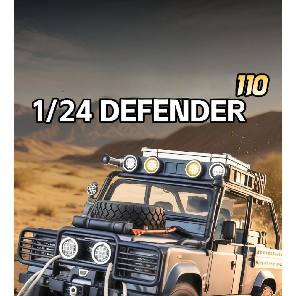 Simulation 1/24 Defender 110 Off-road Alloy Car Model Collection Ornament Children's Toy Vehicle Gift Pullback Light Miniature