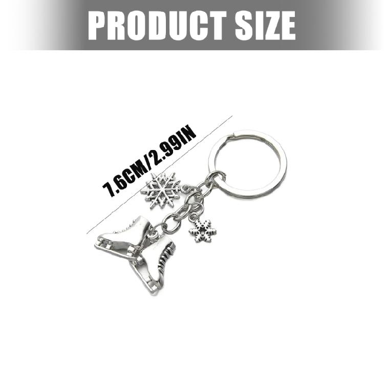Skiing And Skating Inspired Keychain Featuring Snowflake And Ice Skate Pendant Keyring Creative Key Organiser Charm
