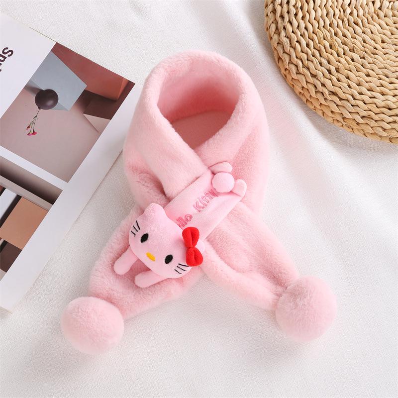Toddler Christmas Red Scarf - Cute Cartoon Bear, Plush Imitation Rabbit Fur, Thick & Warm Neck Warmer