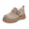 Platform Shoes Women's Autumn and Winter Square Buckle Round Head One Pedal Fleece To Keep Warm