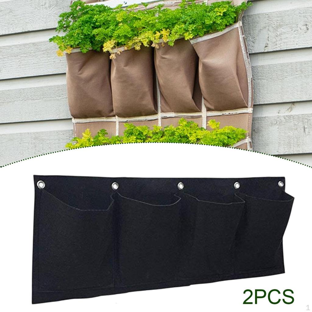 2 Pieces Hanging Grow Bags Gardening Planter Pockets Horizontal Breathable Flower Containers for