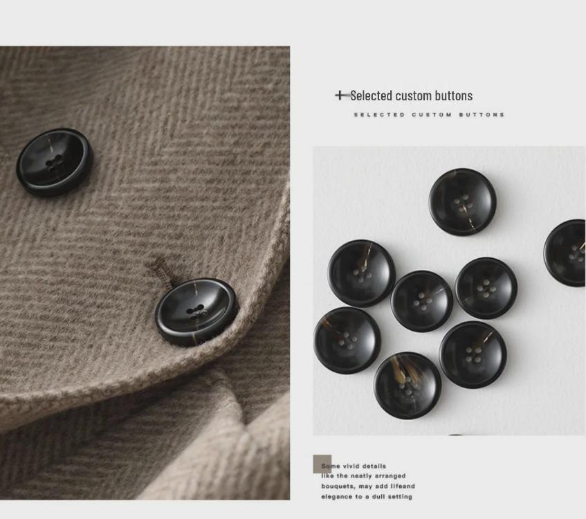 2024 Fashionable Herringbone Wool Coat Autumn Winter Versatile Slim Loose Timeless