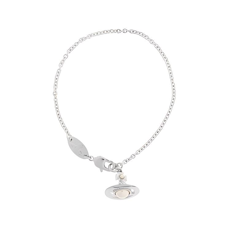

Vivienne Westwood Logo Design Brass Pearl Bracelet Women bracelets Silver 6102023W-02P113-P113 Basic Packaging-Dust Bag+Box