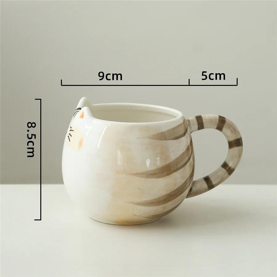 

1pcs Cute Hand-Painted Cat Ceramic Mug 3D Kitten Tail Handle Coffee Cup for Cat Lovers & Home Decor 301-400ml