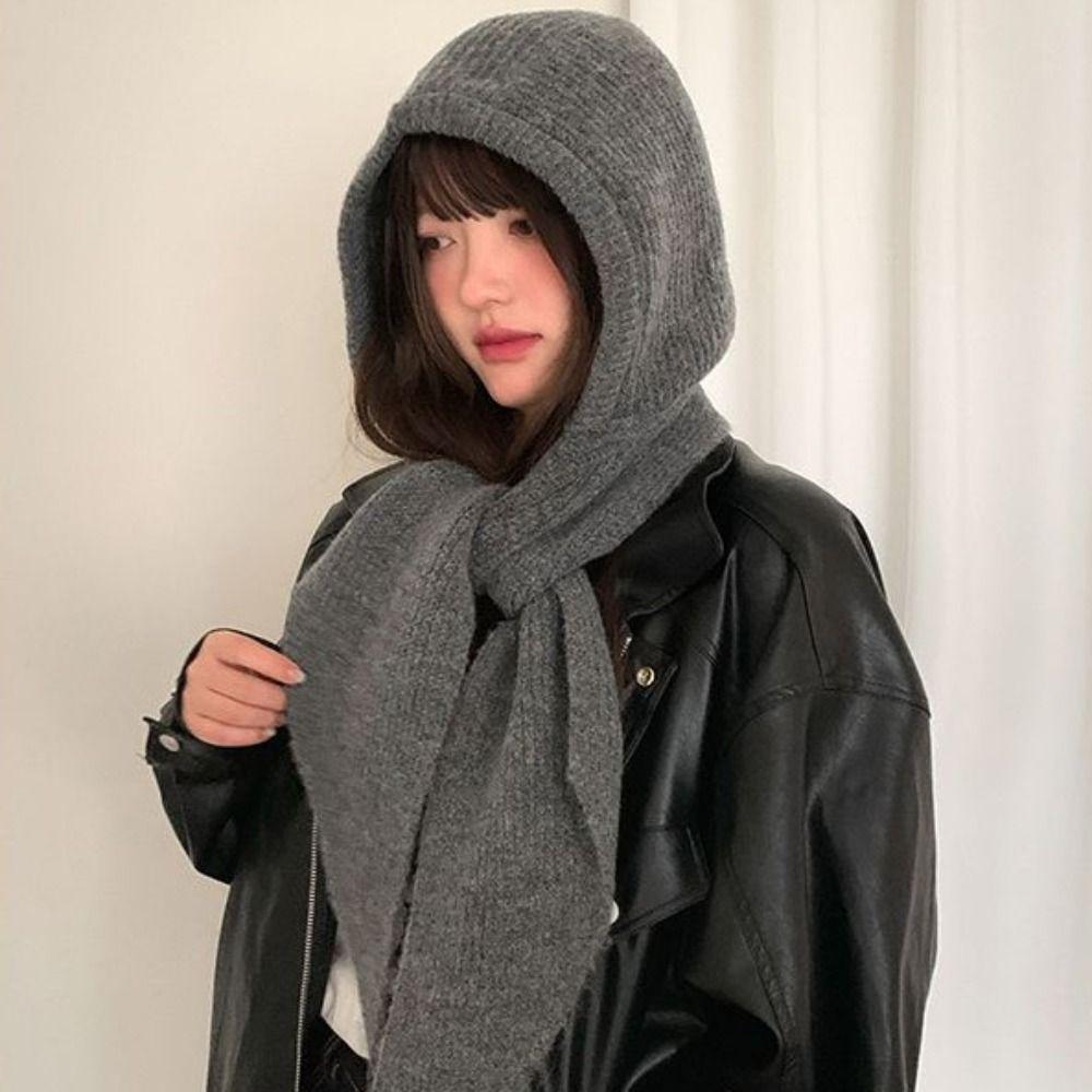 Pullover Hat Balaclava Hat Scarf Cap Winter Cap Warm Knitted Hat  Streetwear