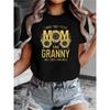 Women Plus Size Funny Mom Grandma T-Shirt I Have Two Titles Sunflower Print Soft Stretchy Crew Neck Casual Machine Washable Top