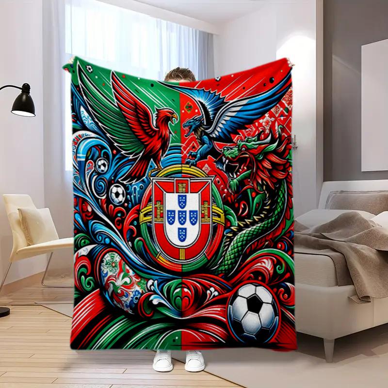 1PC Football pattern blanket, all season lightweight home office outdoor nap multifunctional blanket