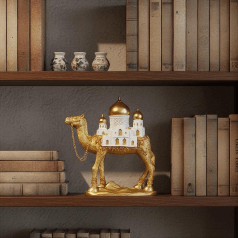 Gold Eid Mubarak Camel Statue Resin Camel Sculpture Light Luxury Ramadan Camel Figurine  Party