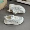 2025 Summer New Versatile and Thin Round Head Lace-up Sports Shoes Ins Trendy Thick-soled Casual Leather Dad Shoes Women