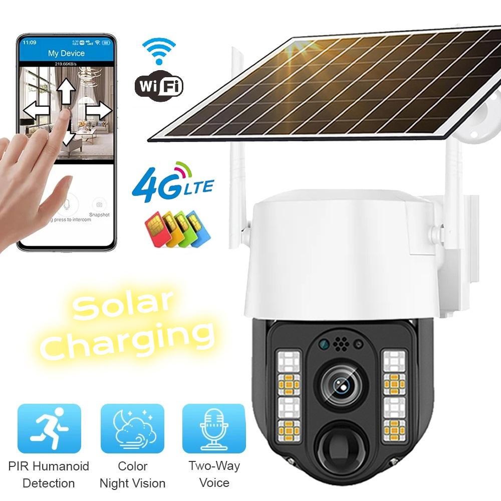 

Сонячна камера 4G Outdoor Dual Lens PIR Human Detect Wireless Camara Powered Energy Waterproof CCTV Home Security Protection 【Wifi】None Card чорний/білий