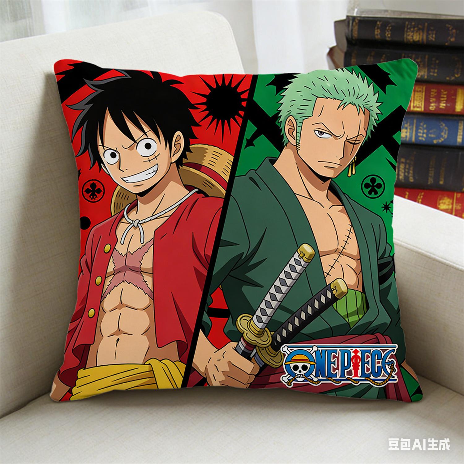Наволочка с принтом персонажа из аниме One Piece, любимого фанатами. Декоративная наволочка для спальни, гостиной и энтузиастов аниме 45x45cm