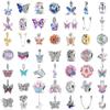 Spring Series Butterfly Pendant Clip Beads Earrings 925Silver Colored Inlaid Stone Fit Exquisite Bracelet Women DIY Jewelry Charm