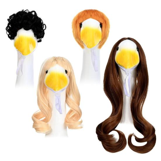 3/4Pcs Porch Goose Wig with Elastic Drawstring Lawn Goose Outfit DIY Outdoor Garden Patio Yard Goose Statue Hairpiece Decoration Accessories
