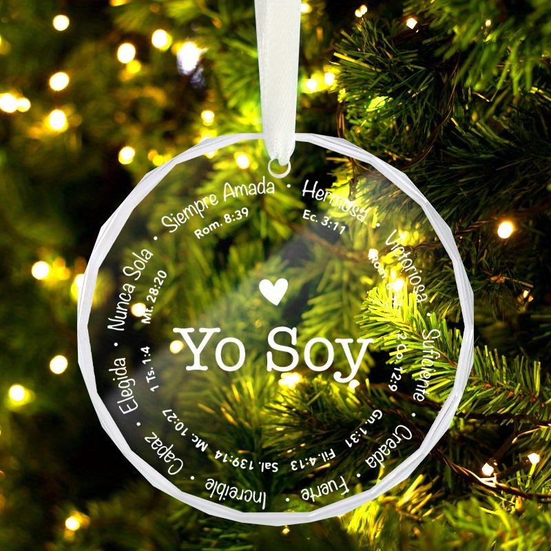 1pc/2pcs 'Yo Soy' Christmas Gift Glass Ornament,Hanging Decorative Gift for Christian Families,  Holiday Gift for Family and Friends, Glass Keepsake