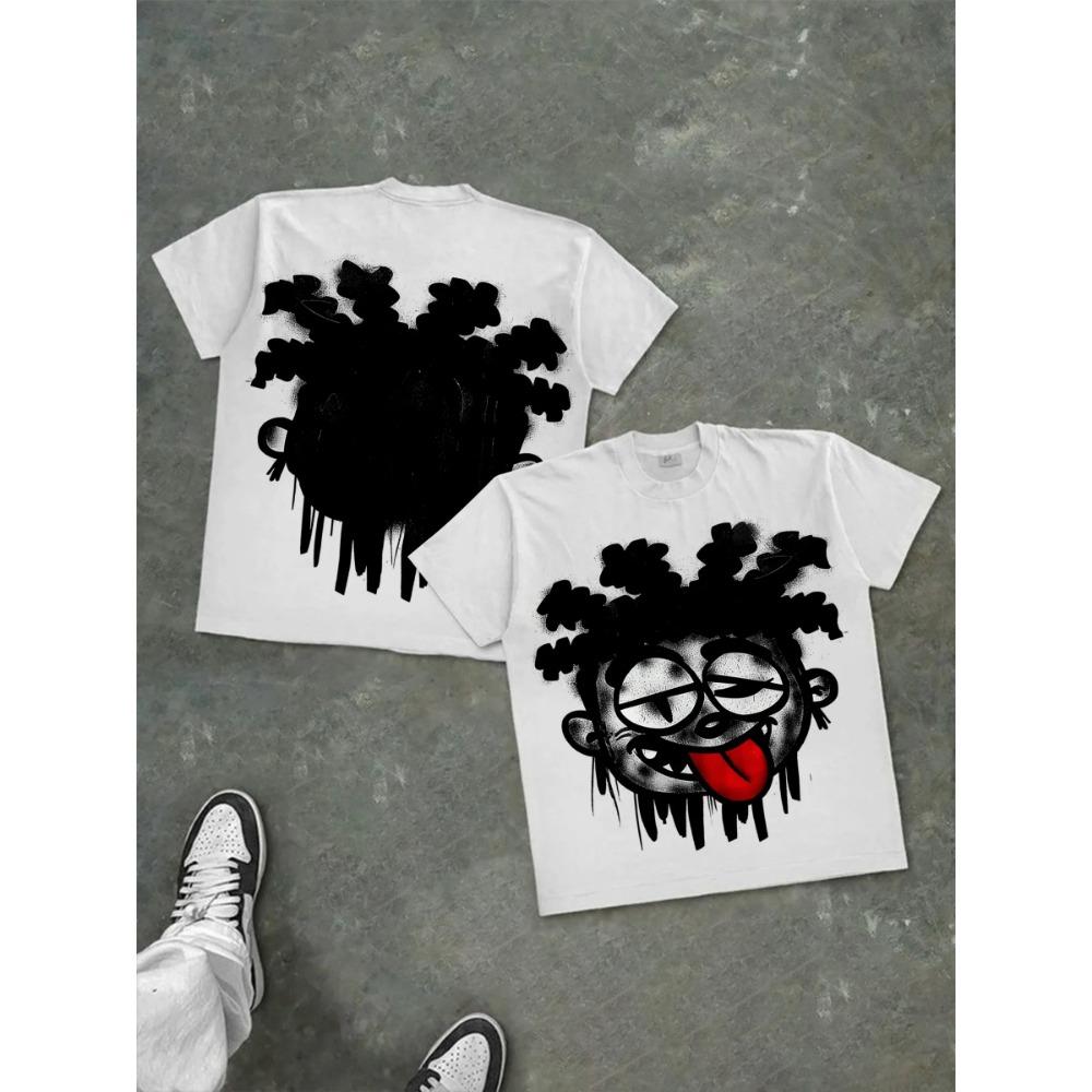 Graphic T-shirt Men Women Vintage Top Hip Hop Streetwear Oversized T-shirt Short Sleeve Casual Clothing Summer Fashion Trendy Tees Top