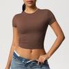 Double Sided Nylon Casual Tight Quick Drying Pilates Top Yoga Suit Short Sleeved Running Fitness T-shirt