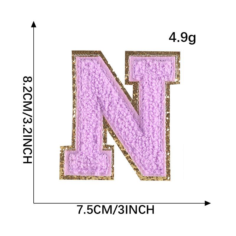 Embroidery Label Towel Embroidery Colored English Letter Patch Clothing Accessories Gold Edge Sticker Embroidery Chenille Embroidery Cloth Sticker