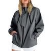 Women Solid Stripe Rain Jacket Outdoor Plus Waterproof Hooded Raincoat Windproof