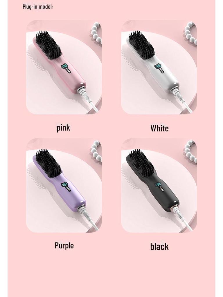Portable Mini Ionic Hair Styler: Wireless Straightening & Curling Comb