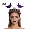 Comfortable Halloween Hairbands Flower Skeleton Bat Headband, Gothic Floral Skull Hair Bands, Spooky Decorative Cloth Headbands for Events Accessory,