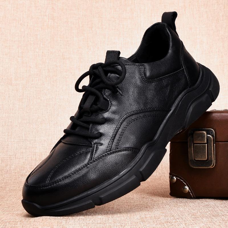 Autumn New Men Cow Leather Casual Shoes Fashion Leisure Sport Shoes Comfortable Lace-up Sneakers
