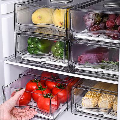 Kylskåp Organizer Bin Mat Kylskåp Förvaringsbox Tydlig kylarrangörsbehållare Frys Skafferi Skåp kök Organizer