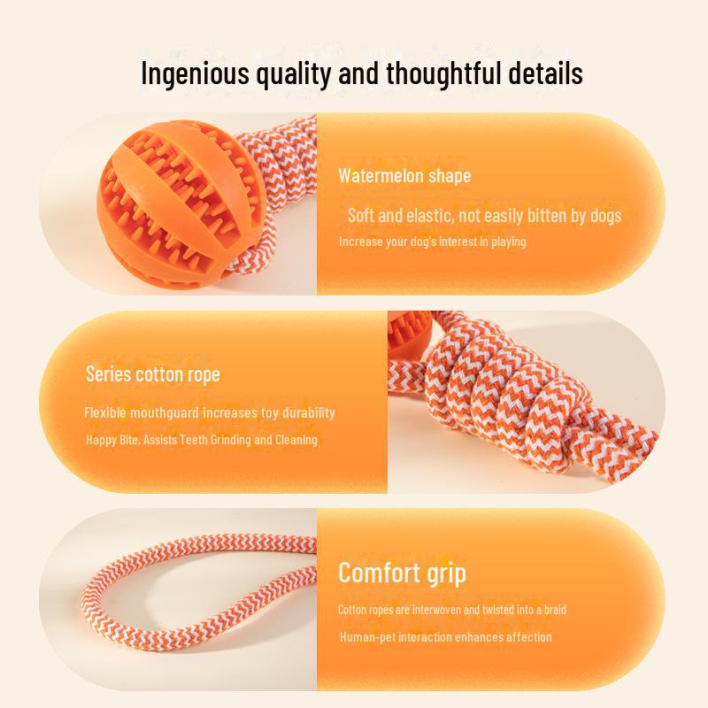Watermelon Rope Ball Toy: Teeth-Cleaning Cotton Rope for Dogs & Cats, Leaking Food Ball and Chew Toy