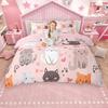 Homewish Cute Animal Duvet Cover Set For Kids Children, Funny Cat Rabbit Chicken Comforter Cover Set, Kawaii Bear Llama Bed Set