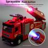 1:32 Scale Spray Water Fire Truck Car Model Toy Doors Opened Sound Light Models Spray Alloy Body Vehicle Hobby Decorations