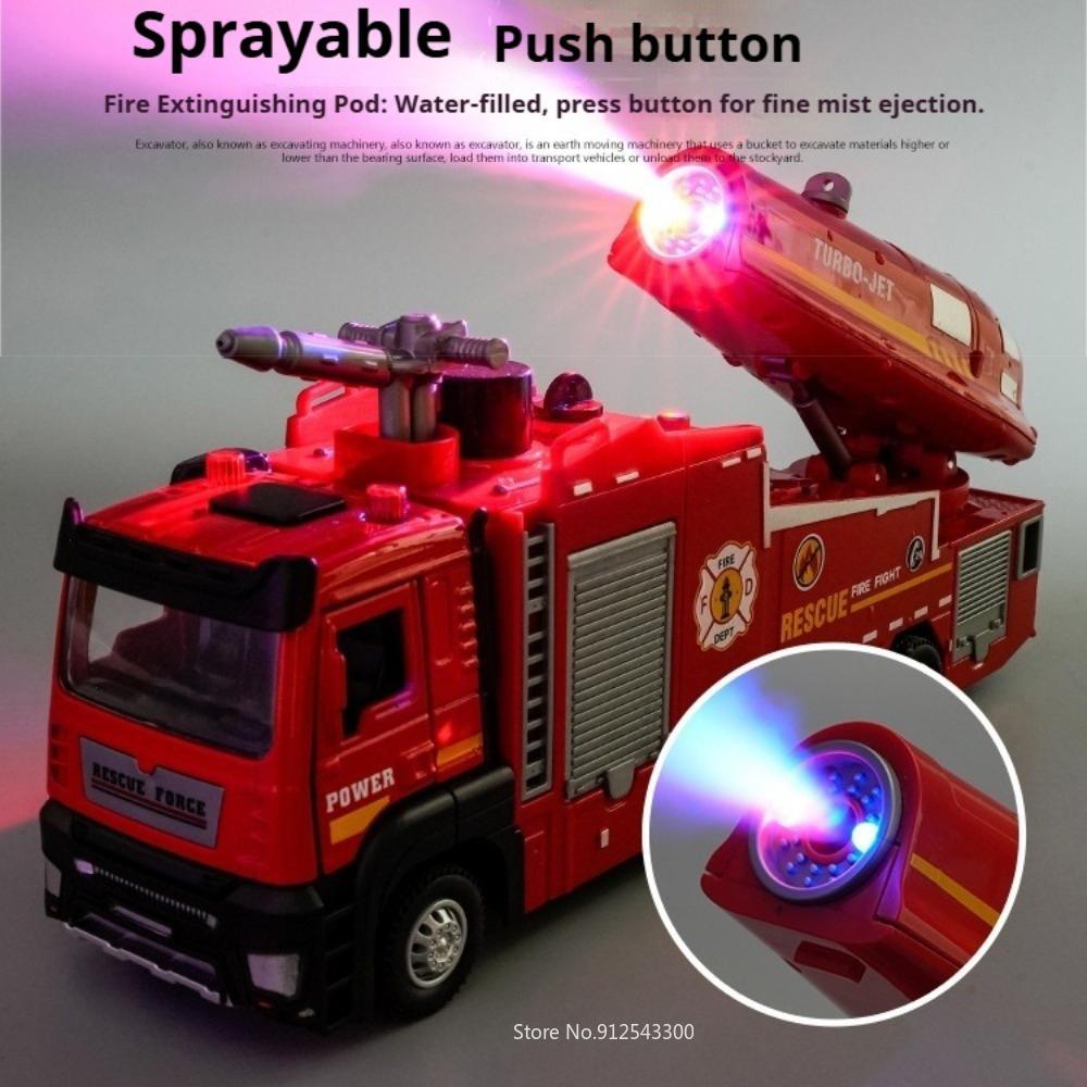 1:32 Scale Spray Water Fire Truck Car Model Toy Doors Opened Sound Light Models Spray Alloy Body Vehicle Hobby Decorations