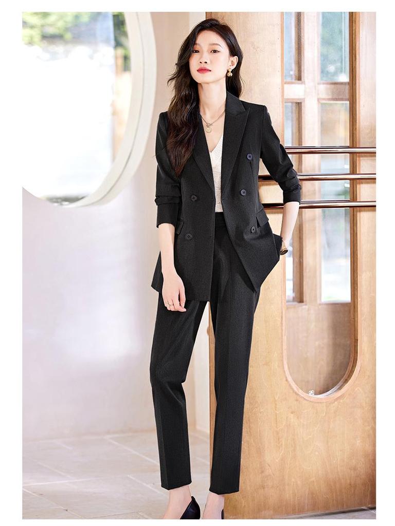 Women's Professional Suit Set: High-End Black Formal Wear for Interviews and Office