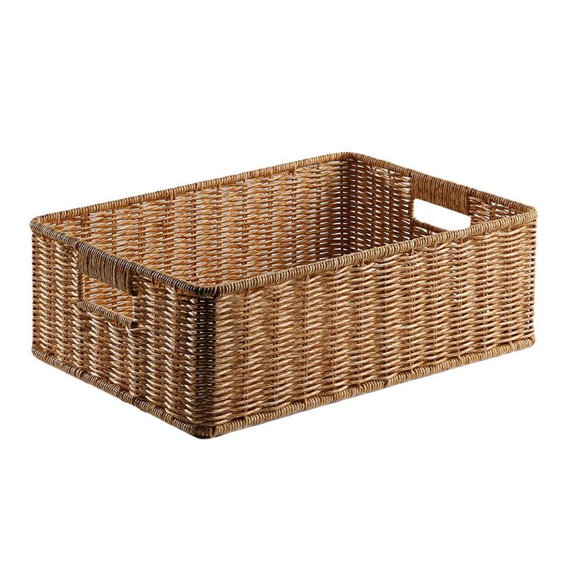 Coș de depozitare de birou în stil nordic cu împletitură de ratan pentru măsuța de cafea din living