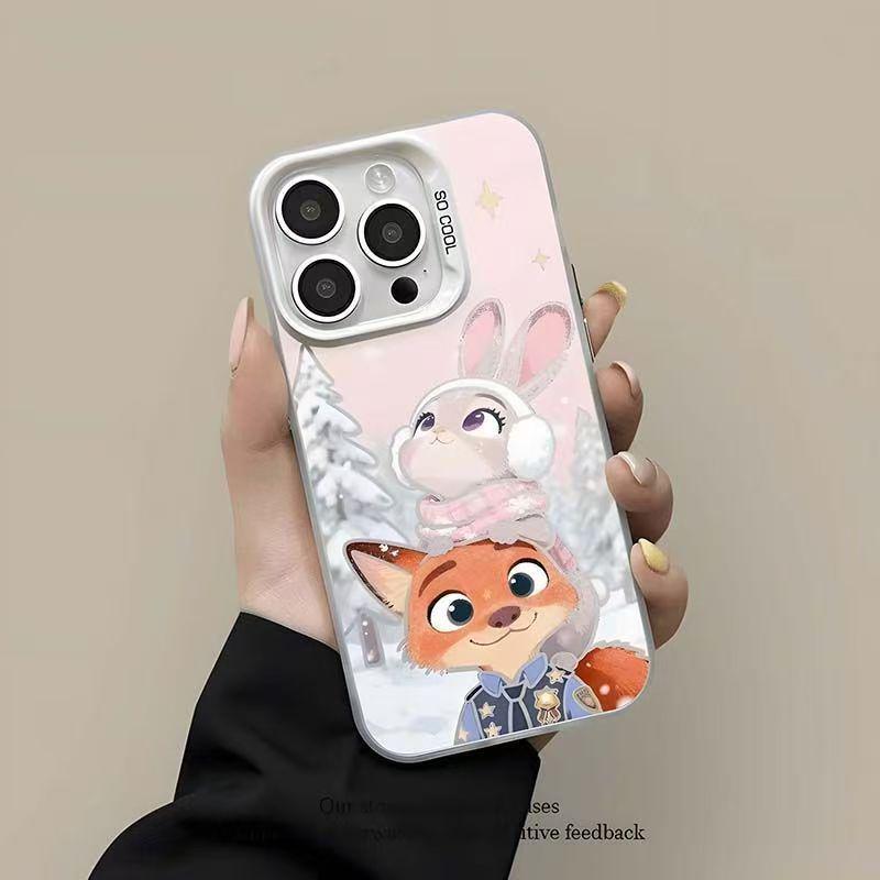 Zootopia iPhone 17 Pro Max Silver Case - Judy & Nick Cartoon Protective Cover 16/15 iPhone 13