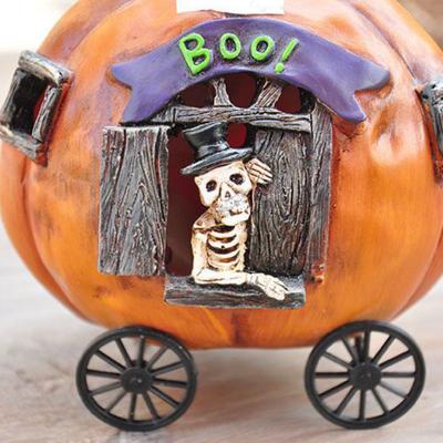 Outtown Village Countryside Painting Retro Halloween Glowing Pumpkin Cart Ornament Garden Fun Ornament
