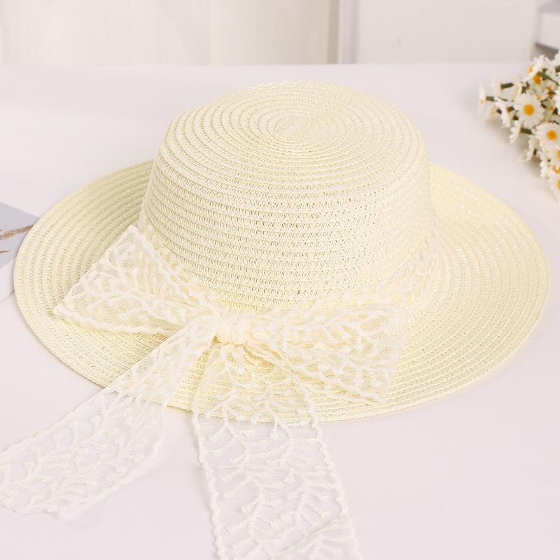 Lace Twiggy Straw Hat Seaside Vacation Sunscreen Beach Woven Sun Hat Atmosphere Straw Hat