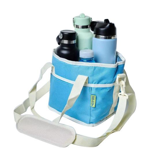 Insulated Drink Carrier Bag with Handle Strap Water Bottle Holder for 4 Cups Detachable Divider Multi-Purpose Cooler Tote for Picnic Travel Sports синий