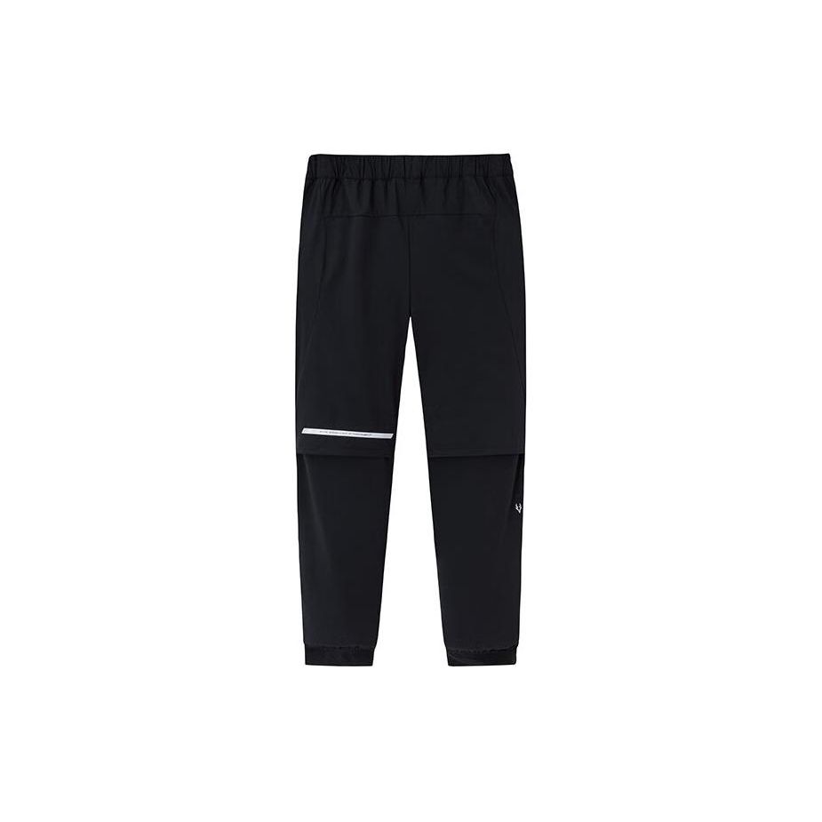 Anta Running Series Solid Color Mid-Waist Tapered Knit Sports Pants Men Bottoms Basic-Black 152415509-1