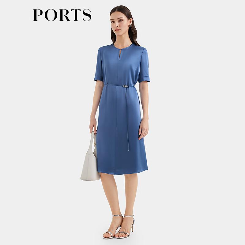 

PORTS Vintage Indigo Blue Waist-Cinching Midi Dress 6