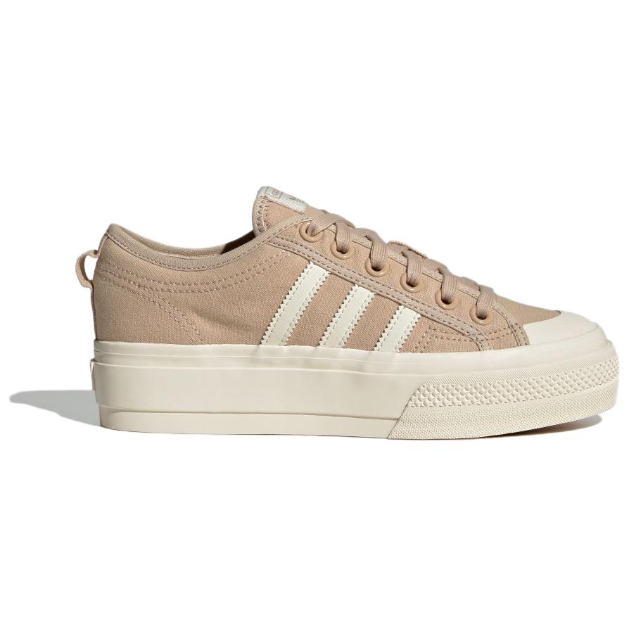 adidas Originals Nizza Platform Comfortable Versatile Non-Slip Durable Low-Top Skate Shoes Unisex Sneakers Light-Brown JQ9150