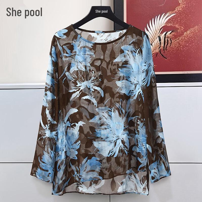 Women s Round Neck Printed Long Sleeve Sun Protection Shirt M