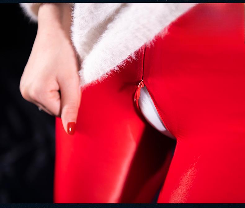 Qinghe 8D Ultradünne, verstellbare Strümpfe mit Reißverschluss und offenem Schritt