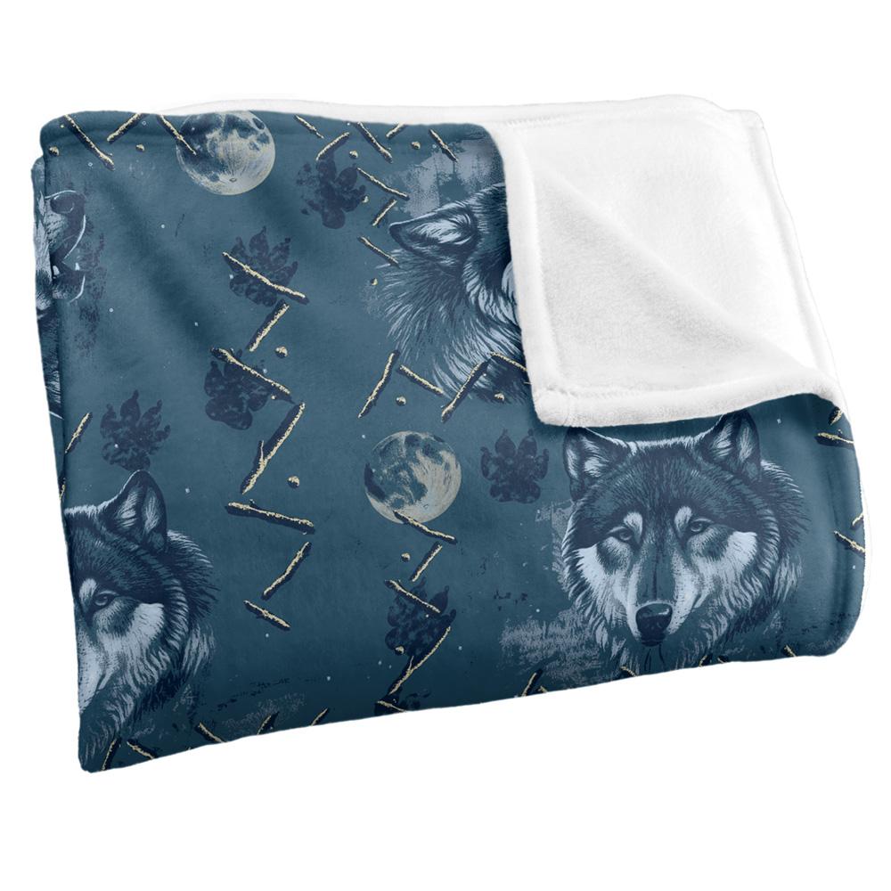 JQ Licensing Silky Wolf Howl Moon Pattern Supersoft Blanket