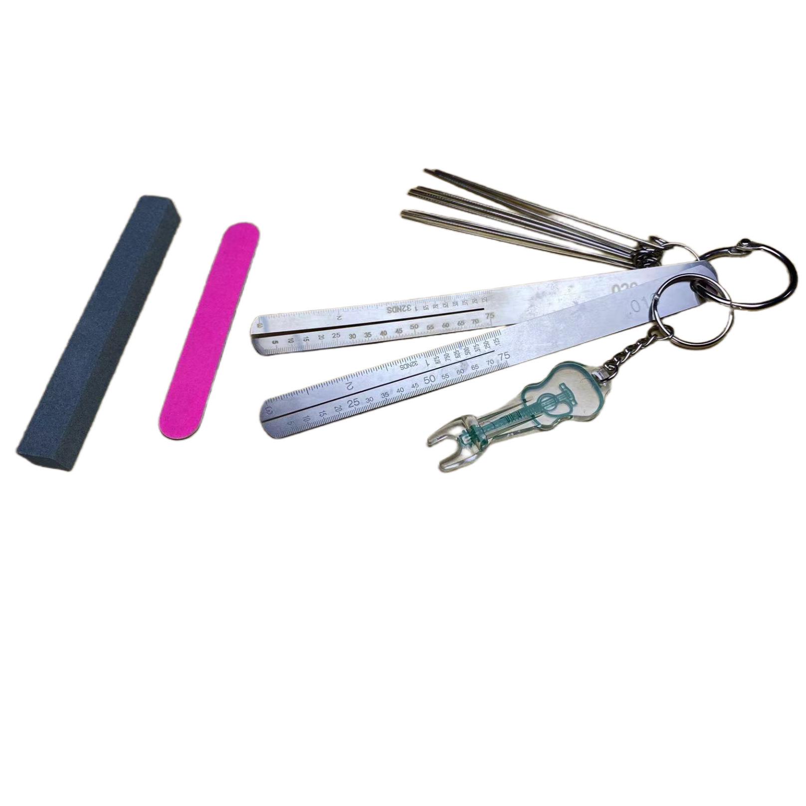 Guitar Fretboard Shim & Ruler Tool Set - 6-Piece Instrument Accessories for Fretboard Sanding